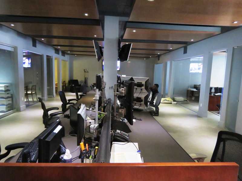 Looking down the center of the trading desk